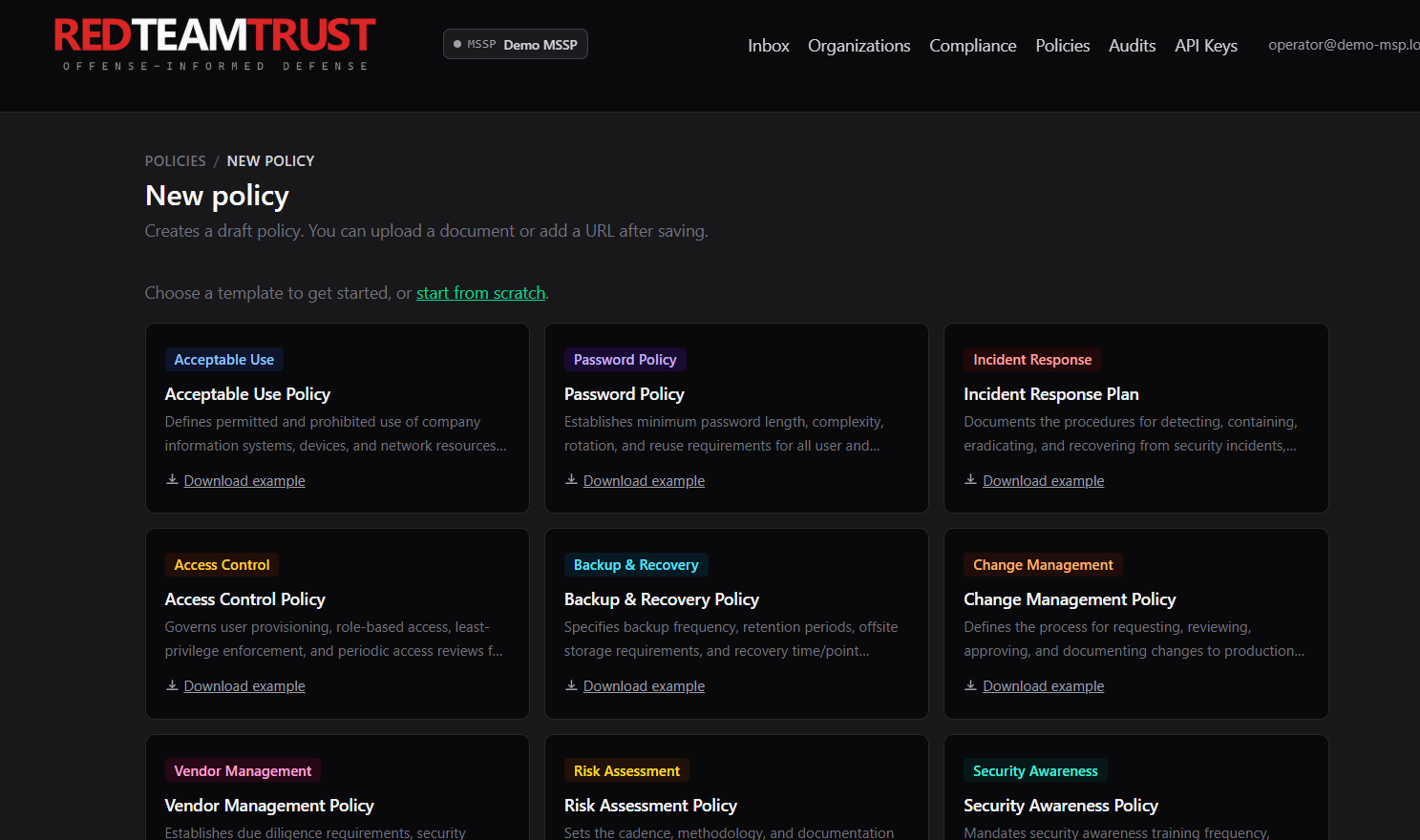 Policy template library
